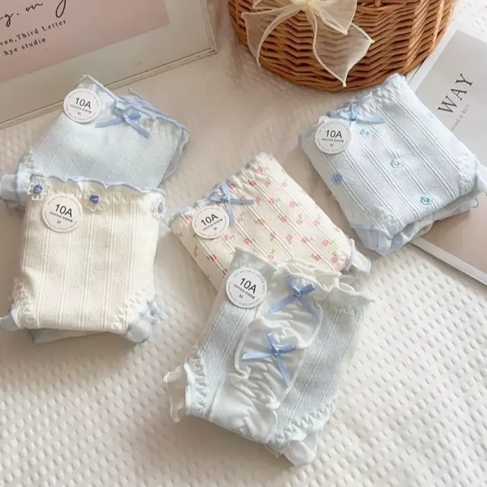 Culottes en polyester à volants et dentelle pour femmes, motif floral doux, confortables, taille mi-haute, occasions spéciales et cadeaux