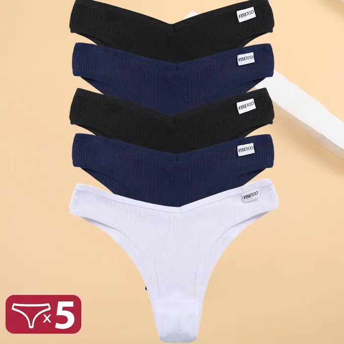 5 kusov / Set bavlnené spodné prádlo nohavičky spodná bielizeň sexy ženy nohavičky Tangas žena nohavičky reťazec pevné bikiny 13 farieb