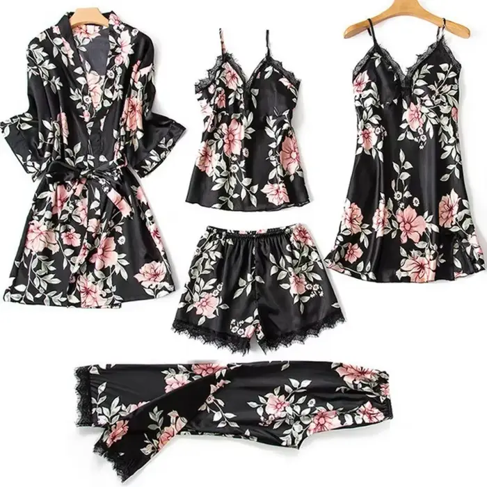 Sada luxusných pyžam pre ženy, hrubý polyester, s elegantnými potlačami, pre horúce letné noci, špeciálne príležitosti a darčeky pre ňu