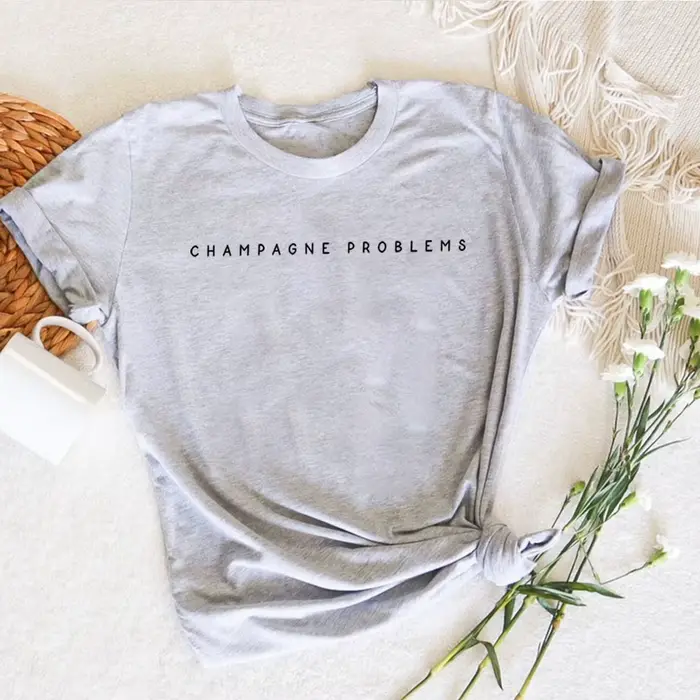 T-Shirt Manches Courtes pour Femme, Vêtement Vintage, Graphique, Musique, Champagne Ferrand, Harajuk