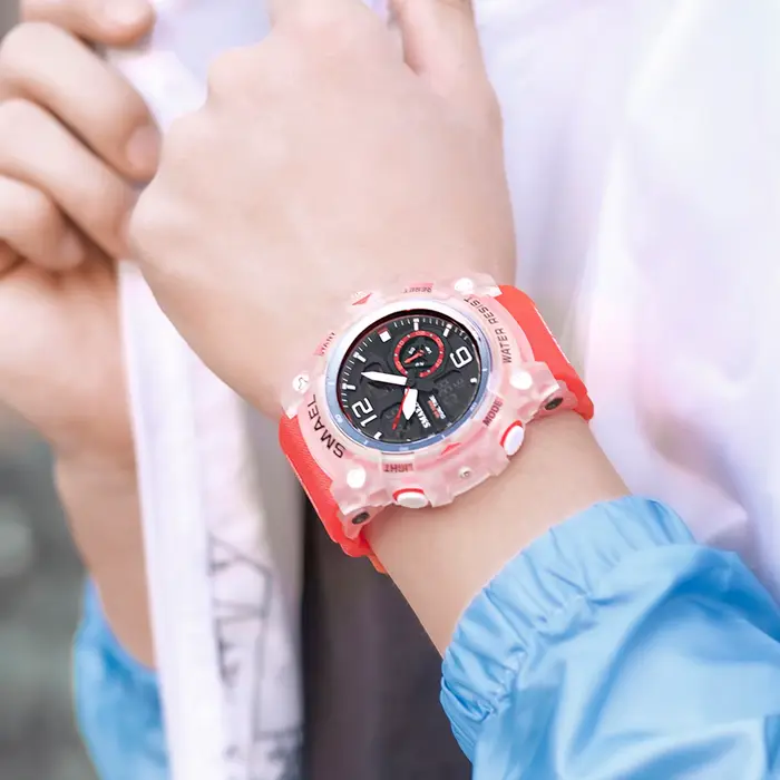 SMAEL-Montre-bracelet de sport militaire pour homme, chronomètre d'alarme, rétroéclairage numérique 