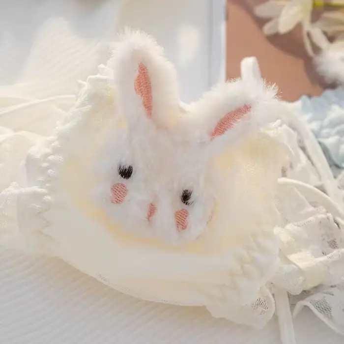 Dámske 'Rabbit' prelamované nohavičky, nízky pás, šnurovacie, s bavlneným rozkrokom a sieťovanými volánikmi