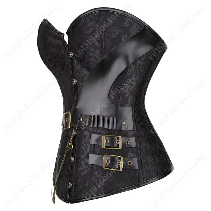 Bustier gothique vintage pour femmes, bustier steampunk, corset noir et brun, tenue d'Halloween, nouveau style années 90