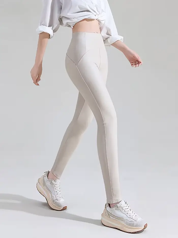 Pantalon chaud en cuir PU pour femme, taille haute, polaire, Fuax, Leggings serrés, Sexy, coupe-vent