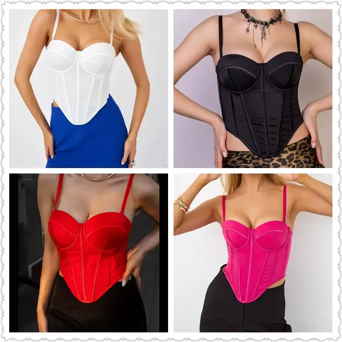 Corset multicolore Sexy irrégulier pour femmes, haut court de fête pour filles, lignes contrastées uniques, Bustier Chic, débardeur Cool