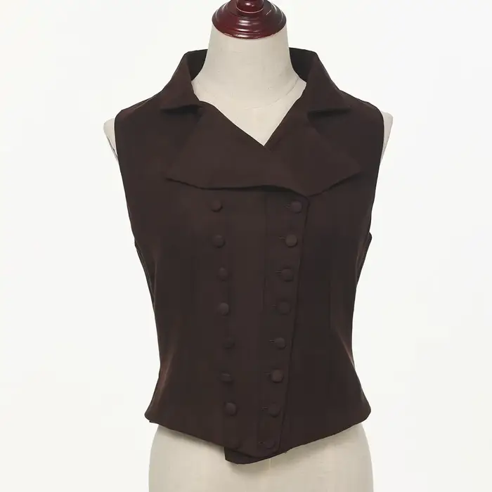 Viktoriánska dámska vesta, stredoveký renesančný štýl, V-neck, dvojradový, korzet