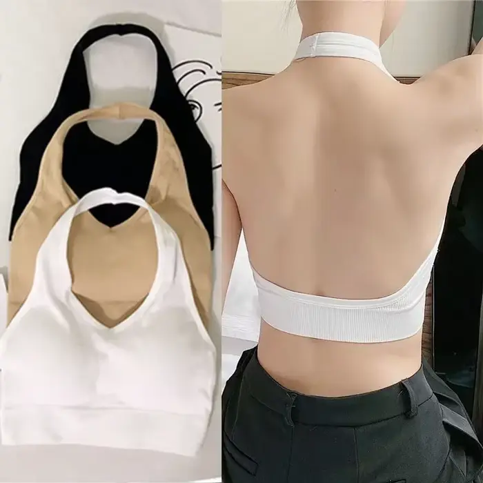 Móda Sexy ohlávka bez chrbta podprsenka Camisole pre ženy bezdrôtové Športová podprsenka top popruhy pevná kultúra topy nárazuvzdorná vesta Spodná bielizeň