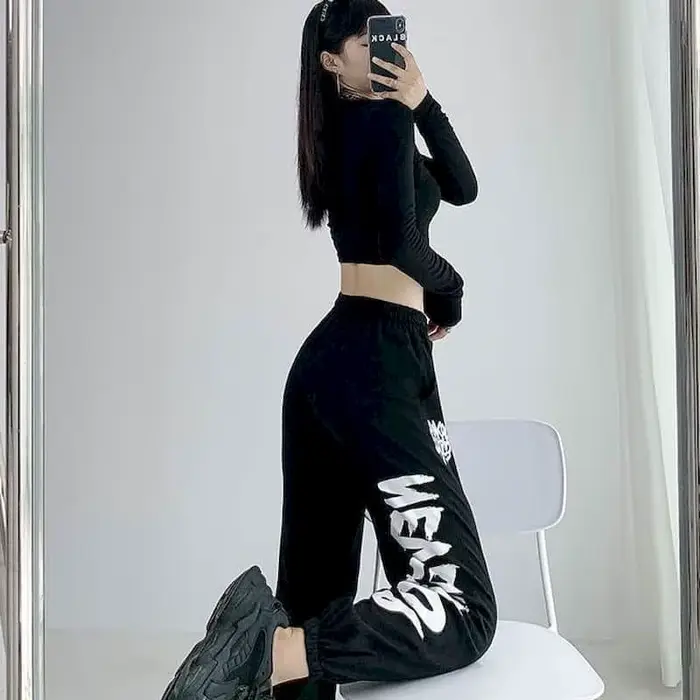 Jazz – pantalon décontracté à lacets pour femme, avec lettres imprimées, style urbain, Vintage, surv