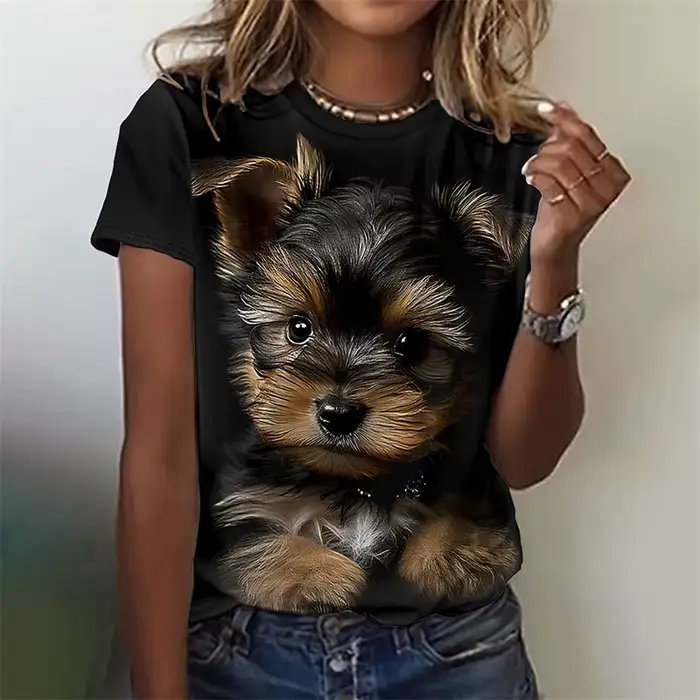 3D potlačené tričko Kawaii mačka pes pre ženy