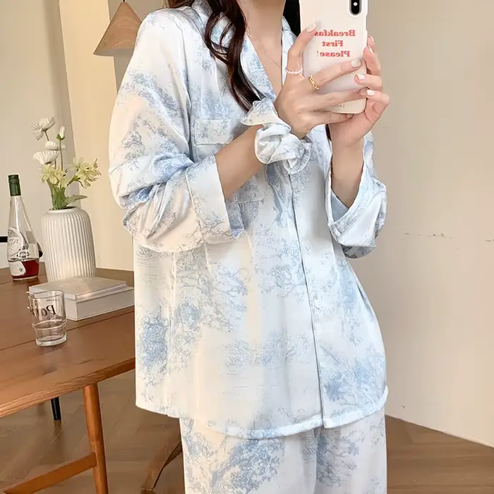 Ensemble de pyjamas léopard en satin soyeux pour femmes, vêtements de nuit à la mode, surintendant, 