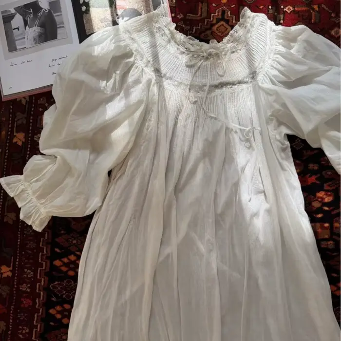 100% elegantná bavlnená nočná košeľa s princeznou Victoria čipkou pre ženy, dĺžka členku, ideálna pre jarné noci a špeciálne príležitosti,