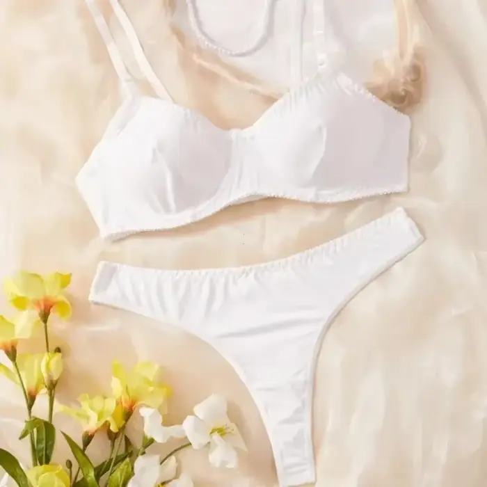 Ensemble soutien-gorge et culotte pour femmes, sous-vêtements fins, lisses, confortables, vêtements 