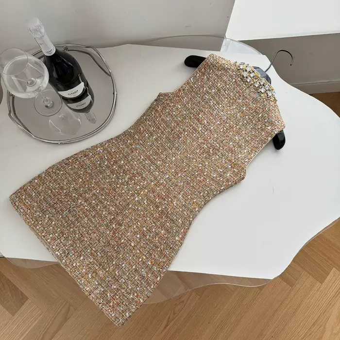 Luxusné tweedové minišaty pre mladé dievčatá