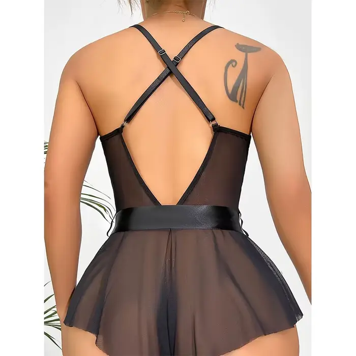Sexy spodná bielizeň pre ženy, Teddy Kostýmy Porno priehľadný, Čipka šaty, Plus Veľkosť Spodná bielizeň, Otvorená podprsenka, Sleepwear