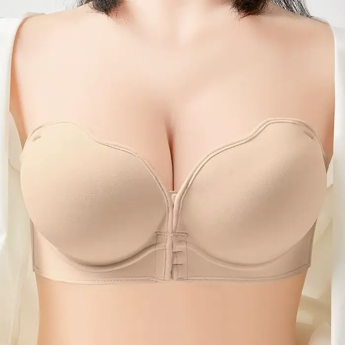 Push-up podprsenka bez ramienok s hrúbkou 12 cm s predným zapínaním na svadbu