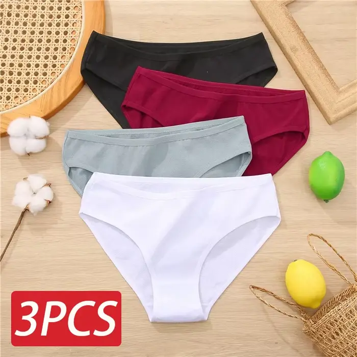 3 kusy / set bavlnené nohavičky dámske nohavičky Jacquard dizajn dámske nohavičky Sexy žena spodná bielizeň jednofarebné intímne Pantys S-XL