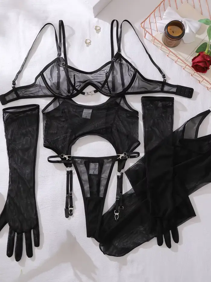 Sexy spodná bielizeň set Belamimi z elastanu a polyamidu pre ženy, potápačská podprsenka, tanga, podväzky, romantické a špeciálne príležitosti