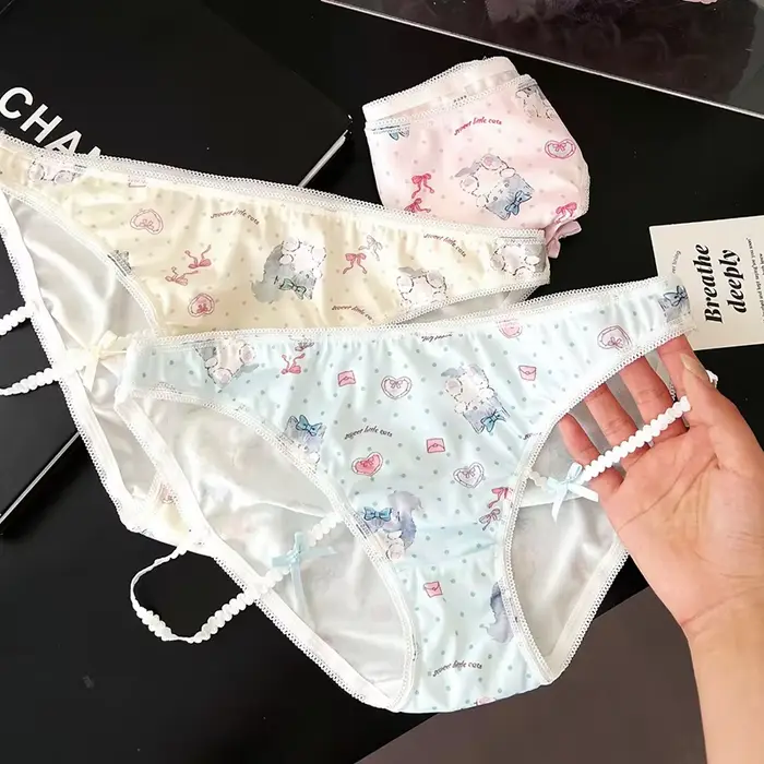 Dievčatá nohavičky tenké Sexy japonská roztomilá mačka ženy sklzy ľad hodváb dáma tangá spodná bielizeň žena nízky pás G tangá Spodná bielizeň