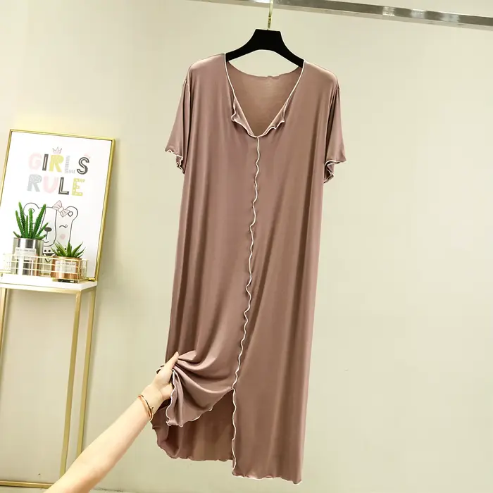 Été Modal robe de nuit femme nouveau décontracté col en V femmes chemises de nuit vêtements de nuit 