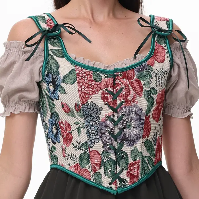 Corset surbuste femme vert floral sexy gothique victorien vintage steampunk médiéval pour entraînement de taille et formation du corps