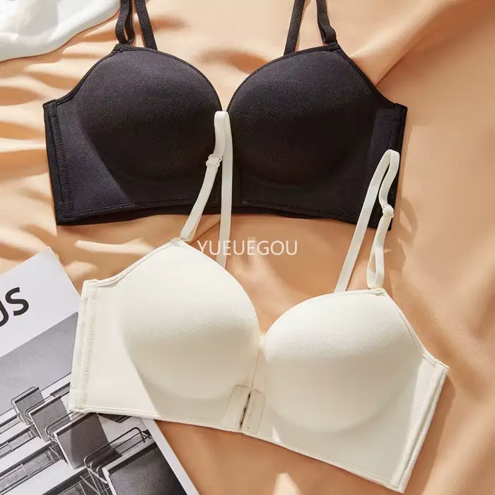 Push-up podprsenka s extrémnym predným uzáverom 10 cm pre malé prsia, ultra hrubé polstrovanie, plisovaný golier, sexy spodná bielizeň s ponorným výstrihom, bez chrbta, bez ramienok, vertikálny výťah