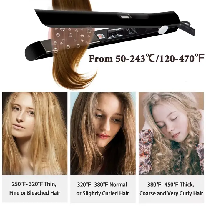 Lisseur de cheveux professionnel traitement de la kératine plaque de titane de fer plat 470 ℉   Fer 
