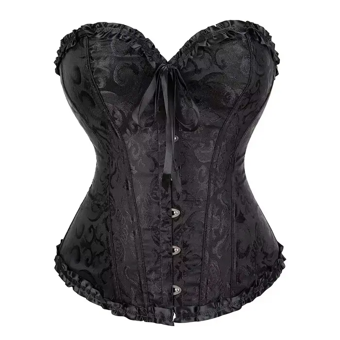 Corset vintages gothique en polyester et élasthanne avec motif floral jacquard pour femmes occasions spéciales et quotidiennes