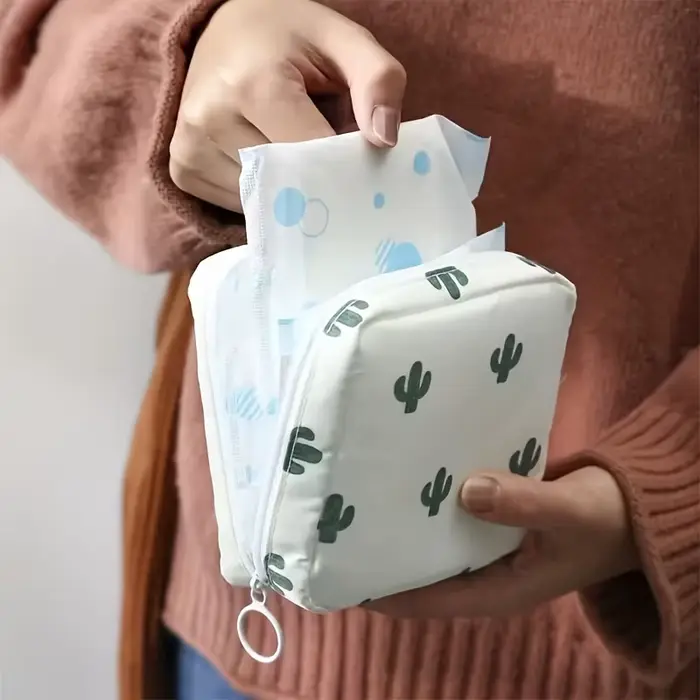 Sac de rangement pour serviettes hygiéniques et tampons femmes étanche portable dessins animés discret pour les voyages école travail et sport