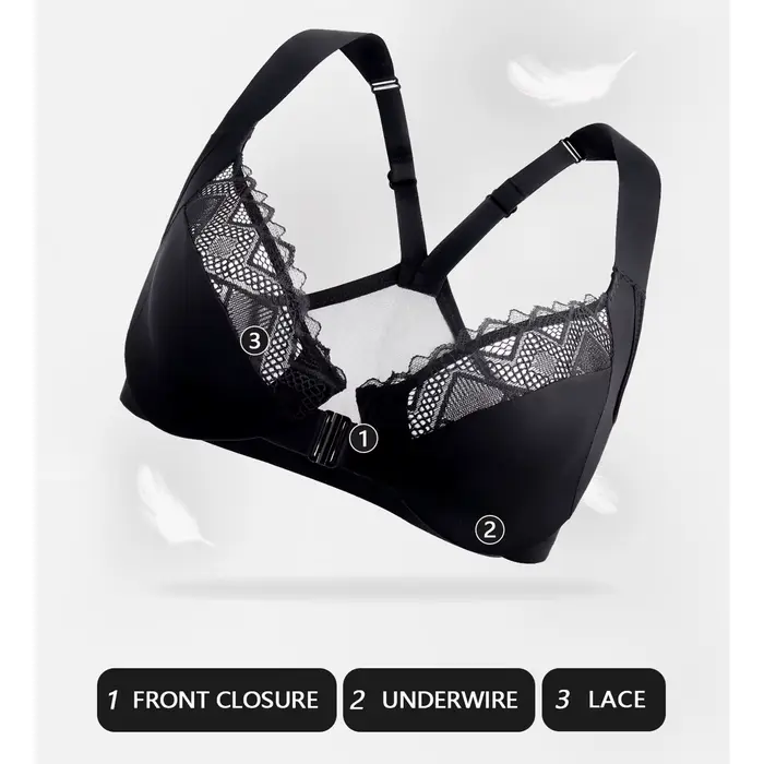 Nová priesvitná čipka sexy podprsenka pre ženy ultra tenká vpredu zapínaná veľká veľkosť