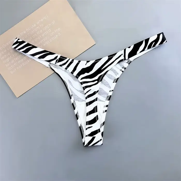 Dámske tangá Leopard/Zebra tlač bavlna, zvodný spodná bielizeň, elastický vysoký pás, pohodlné tangá nohavičky, T-Back