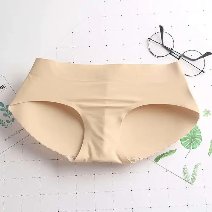 Culotte sexy taille moyenne pour femme avec rembourrage fessier, rehausseur de fesses et de hanches, sous-vêtement push-up sans couture