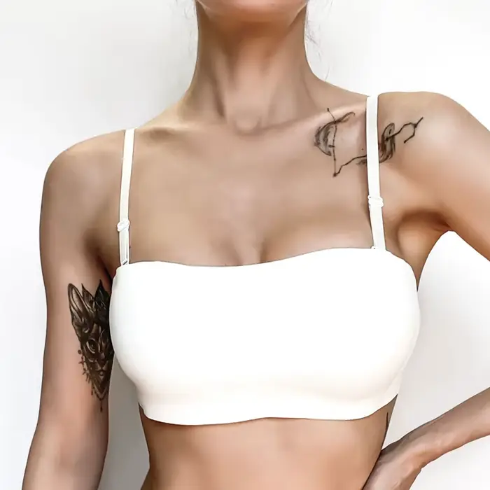 Podprsenka bez ramienok pre ženy, neviditeľná, protišmyková, bezšvová, jeden kus, s odnímateľnými podložkami, sexy spodná bielizeň