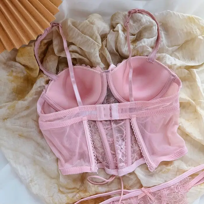 Japonsko Sexy Spodná bielizeň Set Lolita Kawaii Ružová Biela Čipka Dospelý Cosplay Ženy Podprsenka Spodná bielizeň Set Dievča Sleepwear