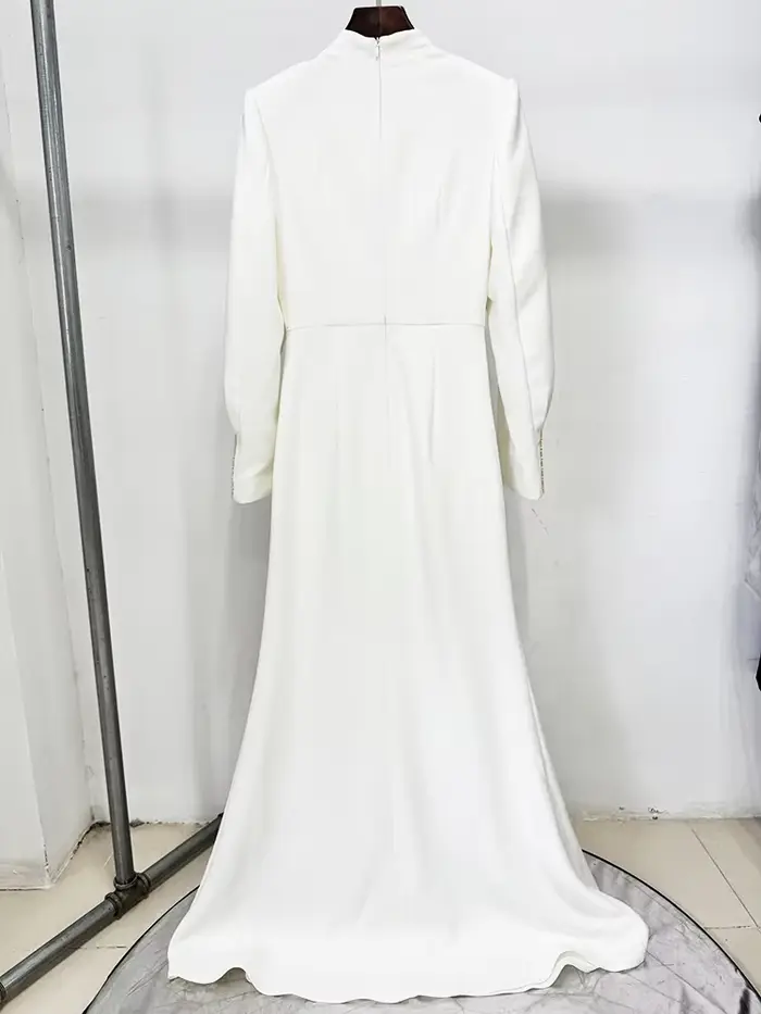 HIGH STREET Nouveauté 2026 Robe longue maxi de créateur pour femme, ornée de diamants et de perles, 