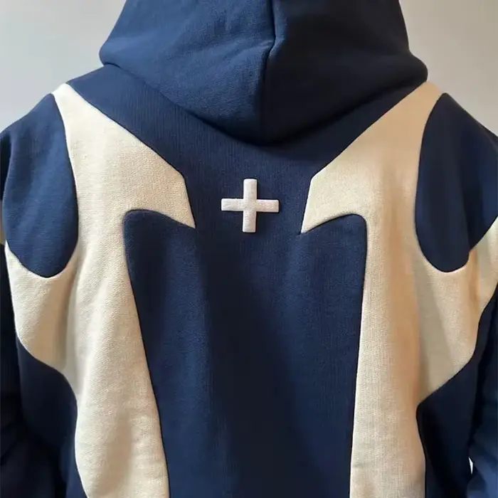 Sweat à capuche zippé imprimé lettre rétro, sweat-shirt décontracté, vêtements de rue, motif de sécu