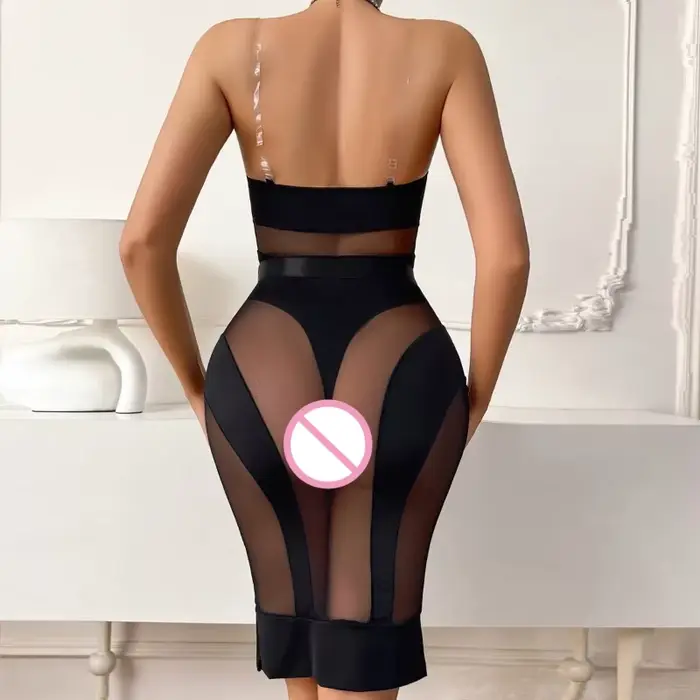 Ensemble 2 pièces lingerie élégante sexy transparent pour femmes occasions spéciales soirée glamour reine de la fête sous-vêtements érotiques tricoté polyester élasthanne