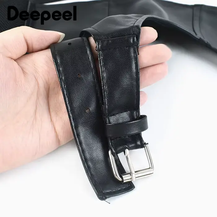 Ceinture en métal et PU noire avec corset décoratif pour femmes, style punk et gothique, pour occasions spéciales et mode
