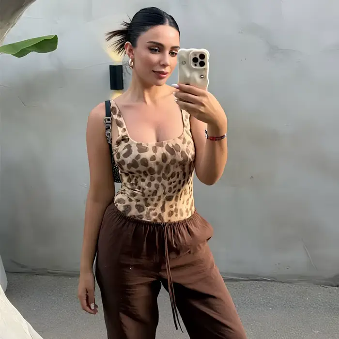 MUJER tlačený leopard body ženy topy bez rukávov body žena jeden kus oblečenie Sexy spodná bielizeň letné pletivo body