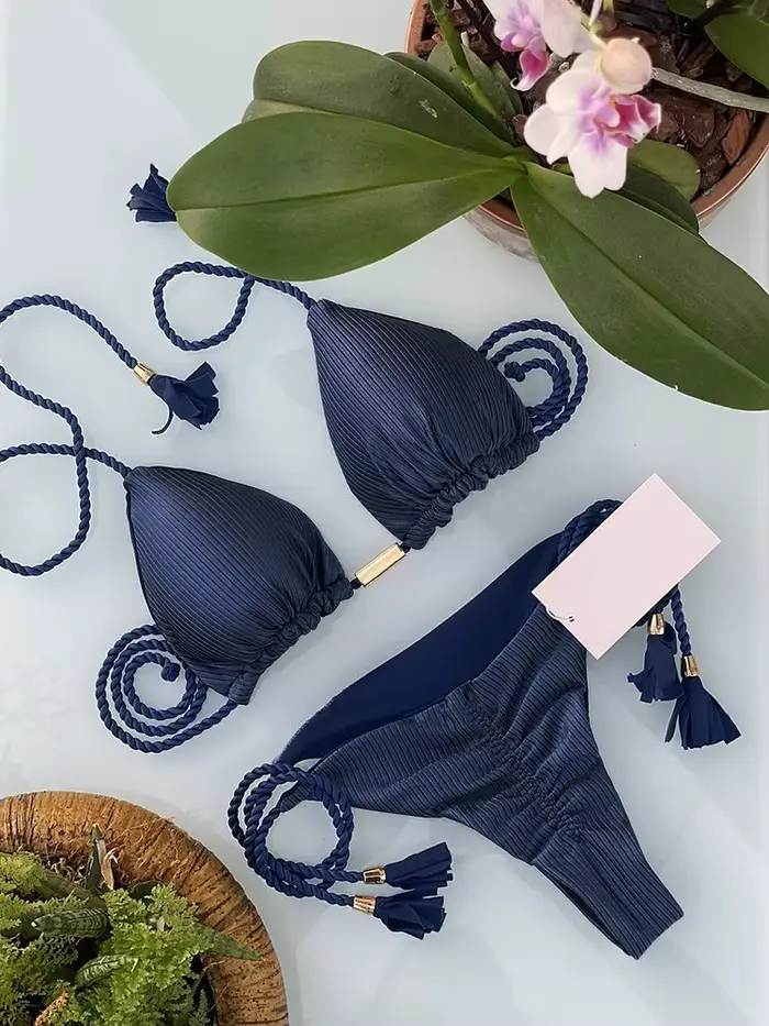 Ruotongsept Sexy pevný trojuholník Bikini Set pre ženy Beach Style Špeciálne príležitosti
