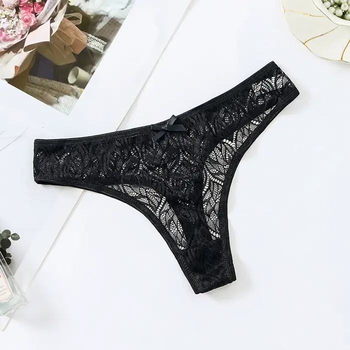 Culotte en patchwork de dentelle basse pour femme, taille string, lingerie sexy, solide, grande tail