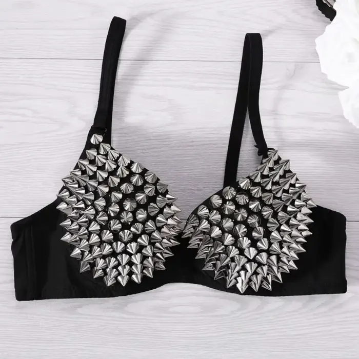 Módna Rivets Punk Rave Braletka Gotická Podprsenka Sexy Push Up Košíček Diskotéka Párty Bar Módne Horúce Podprsenky pre Ženy