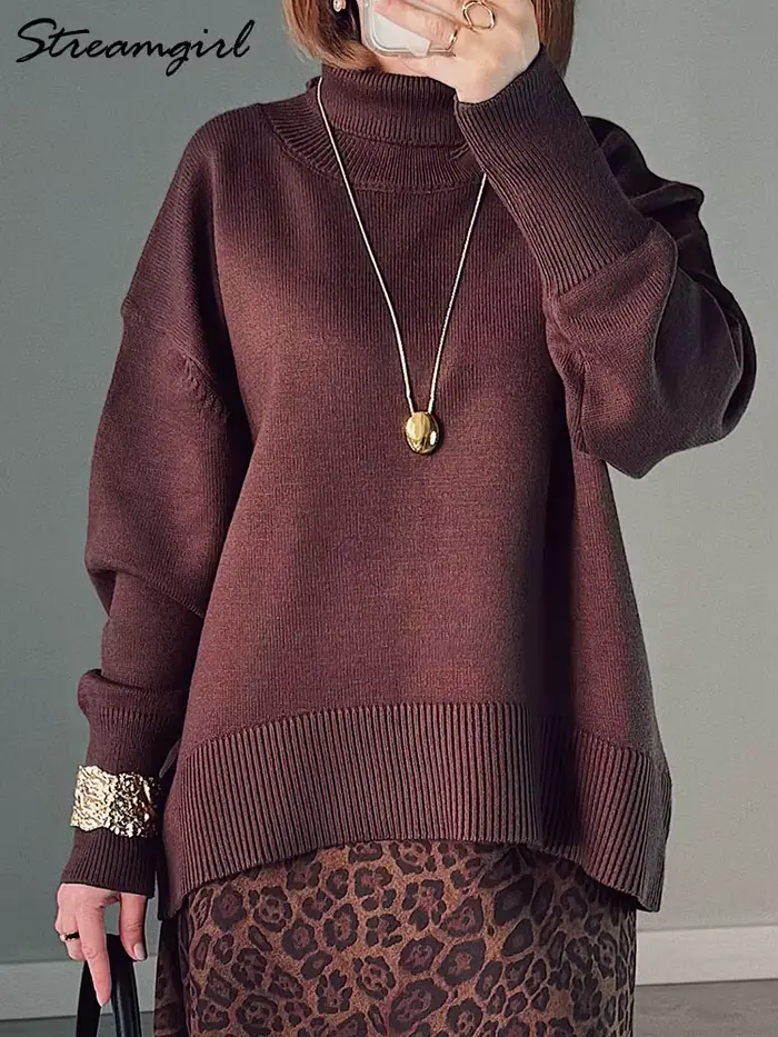 Voľný viskózový sveter s rolákom pre ženy jesenná zimná elegancia moderné príležitostné pohodlie špeciálne príležitosti