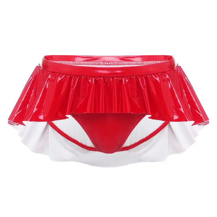 Culottes micro en similicuir PU effet mouillé pour femme, taille basse, à volants irréguliers, sous-
