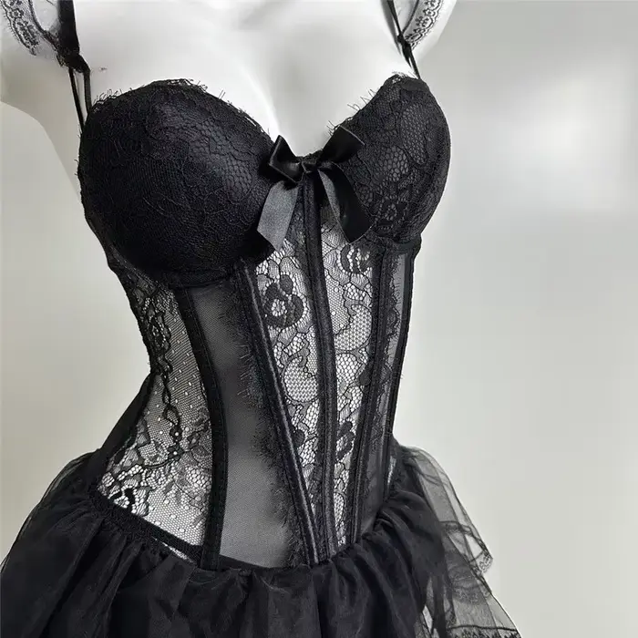 Sexy Bustier v polyesterovom a elastanovom štýle čipka pre ženy Špeciálne príležitosti Romantické večery Priateľské sviatky