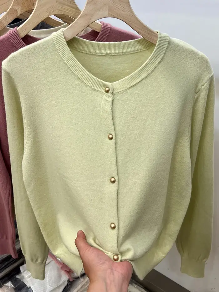AOSSVIAO manches longues chandails Cardigan printemps automne femmes col rond tricots hauts vêtement