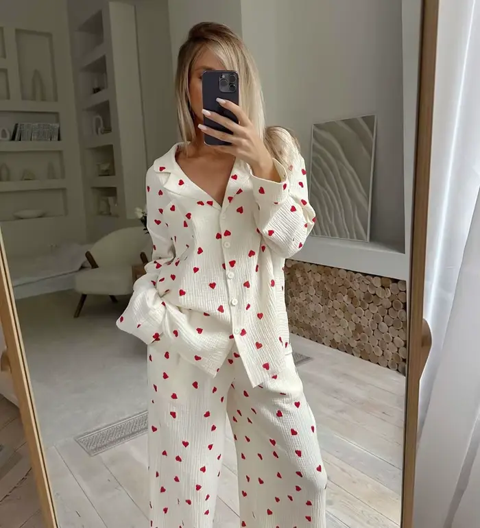 Dámske pyžamo srdiečkový vzor