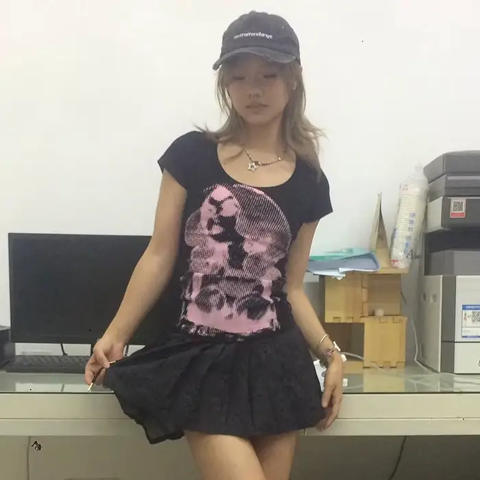 Tričko s krátkym rukávom japonskej estetiky