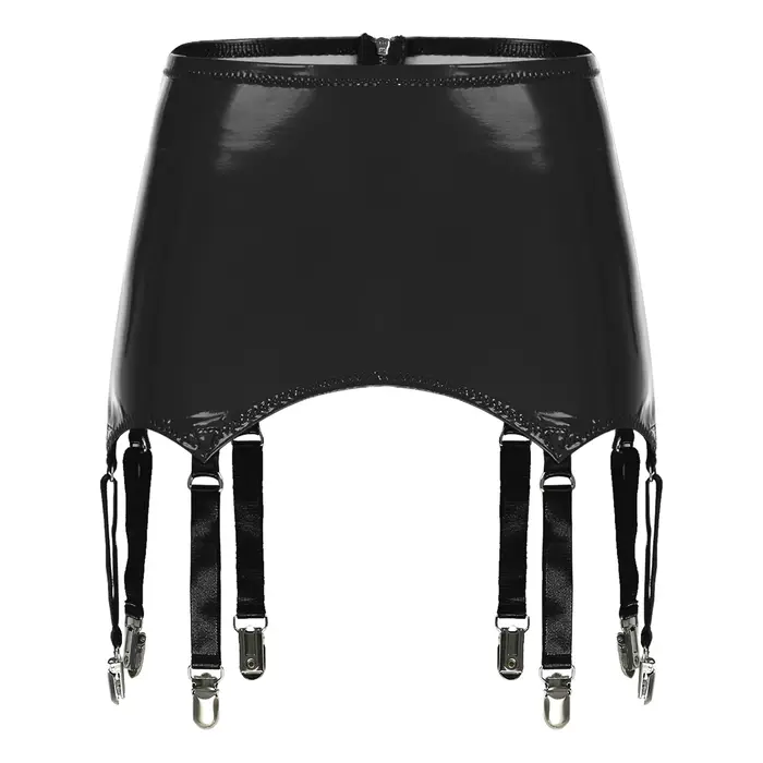 Porte-jarretelles en cuir verni pour femme avec clips en métal, porte-jarretelles, pôle de fête, lin