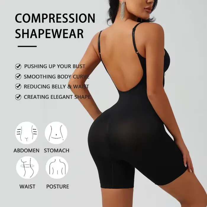 Body sans couture pour femmes dos nu modelant silhouette élégant levier des hanches contrôle du ventre tricoté elastane polyamide occassions spéciales soirée chic