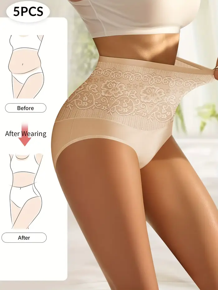 TUNITuck-Culotte taille haute pour femme, Jacquard Hip-Hugging, Pantalon triangle, Coton Wstring, Confortable, Respirant, Proximité, 5 paires